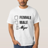 Zwarte tekst niet-binaire genderchecklist t-shirt (Voorkant)