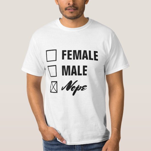 Zwarte tekst niet-binaire genderchecklist t-shirt (Voorkant)