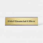 Zwarte tekst op goud - monogram | bureau naambordje (Voorkant)