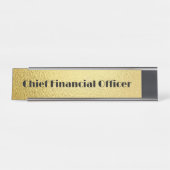 Zwarte tekst op goud - monogram | bureau naambordje (Voorkant)