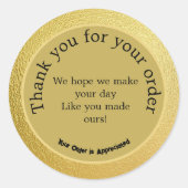 Zwarte tekst op goud - monogram | ronde sticker (Voorkant)