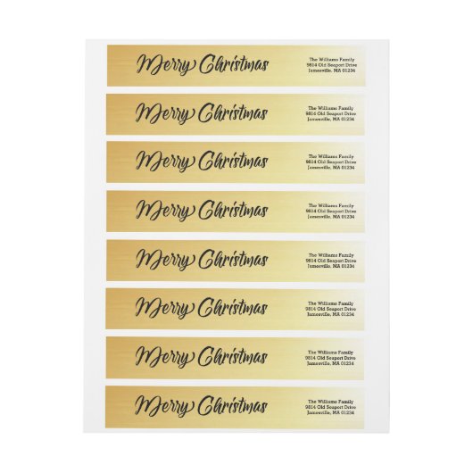 Zwarte tekst op gouden Kerstmis Wraparound Labels (Vel)