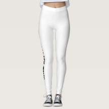 Zwarte tekst op witte leggings