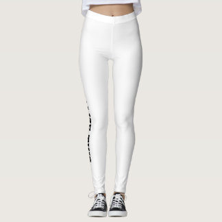 Zwarte tekst op witte leggings