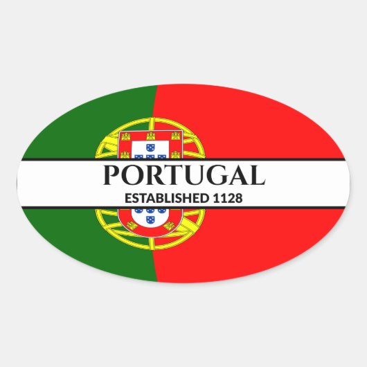 Zwarte tekst Portugal ingesteld op vlag 1128 Ovale Sticker (Voorkant)