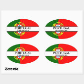 Zwarte tekst Portugal ingesteld op vlag 1128 Ovale Sticker (Vel)