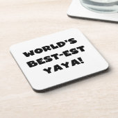 Zwarte tekst 's werelds beste Yaya geschenken Bier Onderzetter (Linkerzijde)