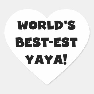 Zwarte tekst 's werelds beste Yaya geschenken Hart Sticker