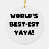 Zwarte tekst 's werelds beste Yaya geschenken Keramisch Ornament (Voorkant)