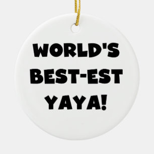 Zwarte tekst 's werelds beste Yaya geschenken Keramisch Ornament