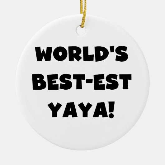 Zwarte tekst 's werelds beste Yaya geschenken Keramisch Ornament (Voorkant)