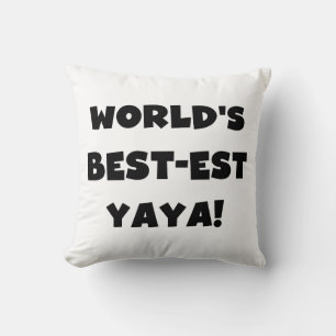 Zwarte tekst 's werelds beste Yaya geschenken Kussen