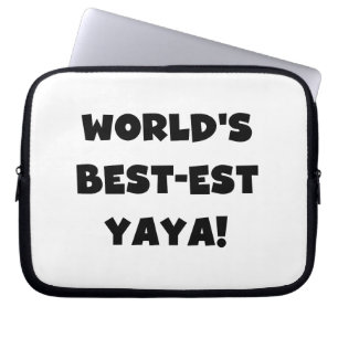 Zwarte tekst 's werelds beste Yaya geschenken Laptop Sleeve