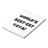 Zwarte tekst 's werelds beste Yaya geschenken Notitieblok (Linkerzijde)