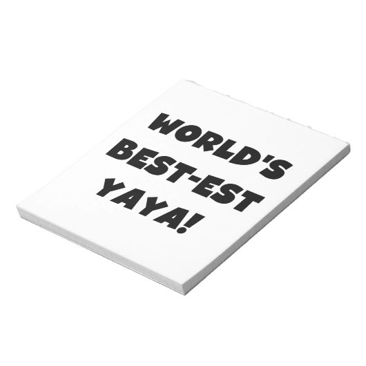 Zwarte tekst 's werelds beste Yaya geschenken Notitieblok (Linkerzijde)