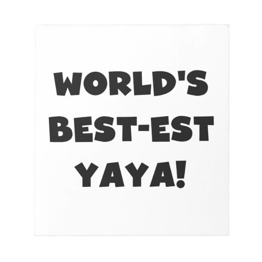 Zwarte tekst 's werelds beste Yaya geschenken Notitieblok (Voorkant)