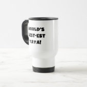 Zwarte tekst 's werelds beste Yaya geschenken Reisbeker (Voorkant links)