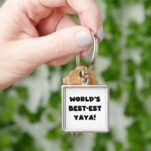 Zwarte tekst 's werelds beste Yaya geschenken Sleutelhanger (Hand)