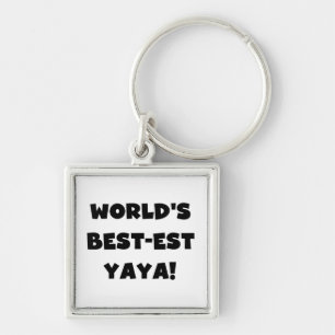 Zwarte tekst 's werelds beste Yaya geschenken Sleutelhanger