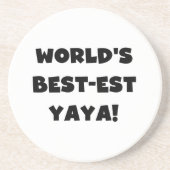 Zwarte tekst 's werelds beste Yaya geschenken Zandsteen Onderzetter (Voorkant)