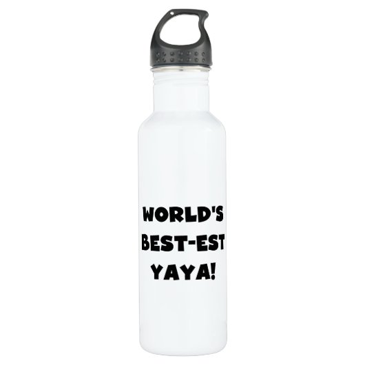 Zwarte tekst 's werelds beste Yaya Waterfles (Voorkant)