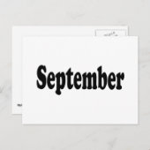 Zwarte tekst september briefkaart (Voorkant / Achterkant)