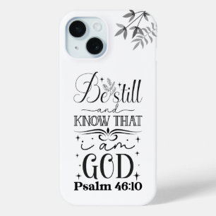 Zwarte Tekst Typografie, Psalm 46:10 Schrift iPhone 15 Case