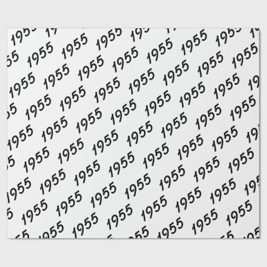 zwarte tekst van het geboortejaar 1955 op wit cadeaupapier (Vlak)