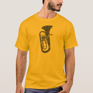 Zwarte tekst voor Euphonium-vormig Word Art T-shirt