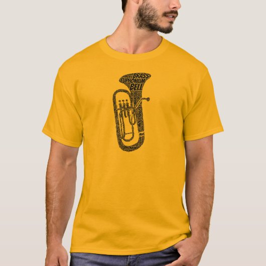 Zwarte tekst voor Euphonium-vormig Word Art T-shirt (Voorkant)
