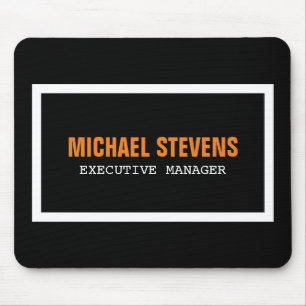 Zwarte tekst zwart wit Oranje stijlvol Jouw naam Muismat