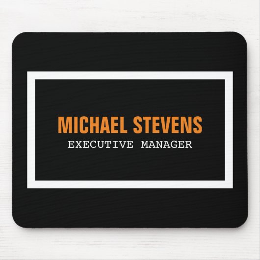 Zwarte tekst zwart wit Oranje stijlvol Jouw naam Muismat (Voorkant)