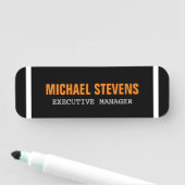 Zwarte tekst zwart wit Oranje stijlvol Jouw naam Naamplaatje (In situ)