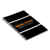 Zwarte tekst zwart wit Oranje stijlvol Jouw naam Notitieboek (Rechterzijde)