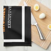 Zwarte tekst zwart wit Oranje stijlvol Jouw naam Theedoek (Quarter Fold)