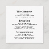 Zwarte tekst zwarte witte vierkant trouwdetails informatiekaartje (Achterkant)