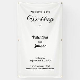 Zwarte teksten op witte achtergrond bruiloft banne spandoek