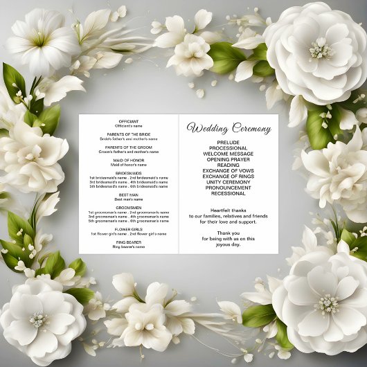 Zwarte teksten op witte achtergrond bruiloft progr programma