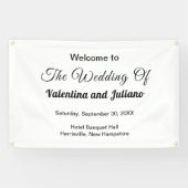 Zwarte teksten op witte achtergrond bruiloft recht spandoek (Horizontaal)