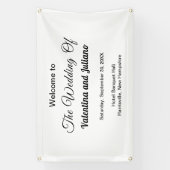 Zwarte teksten op witte achtergrond bruiloft recht spandoek (Verticaal)