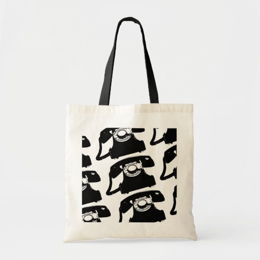 zwarte telefoon tote bag (Voorkant)