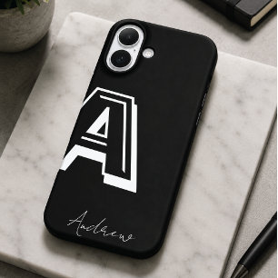 Zwarte telefoonhoes - gepersonaliseerde naam iPhone 16 plus hoesje
