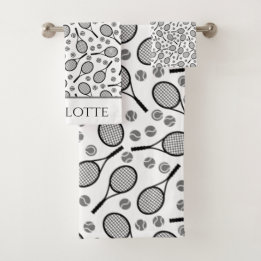 Zwarte Tennis-racks en grijze Amerikaanse Amerikaa Bad Handdoek