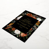 Zwarte terracotta bloem botanisch elegante script  folie feestdagenkaart (Gedraaid)