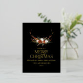 Zwarte terracotta botanische elegante vlek floral folie feestdagen briefkaart (Staand Voorkant)