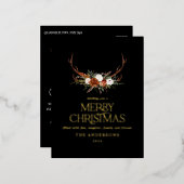 Zwarte terracotta botanische elegante vlek floral folie feestdagen briefkaart (Voorkant / Achterkant)