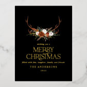 Zwarte terracotta botanische elegante vlek floral folie feestdagen briefkaart (Voorkant)