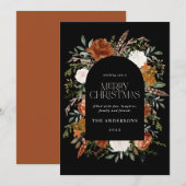 Zwarte terracotta floral botanical elegant arch feestdagenkaart (Voorkant / Achterkant)