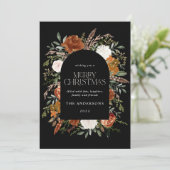 Zwarte terracotta floral botanical elegant arch feestdagenkaart (Staand voorkant)