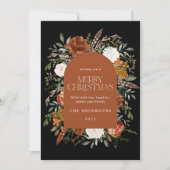 Zwarte terracotta floral botanical elegant arch feestdagenkaart (Voorkant)